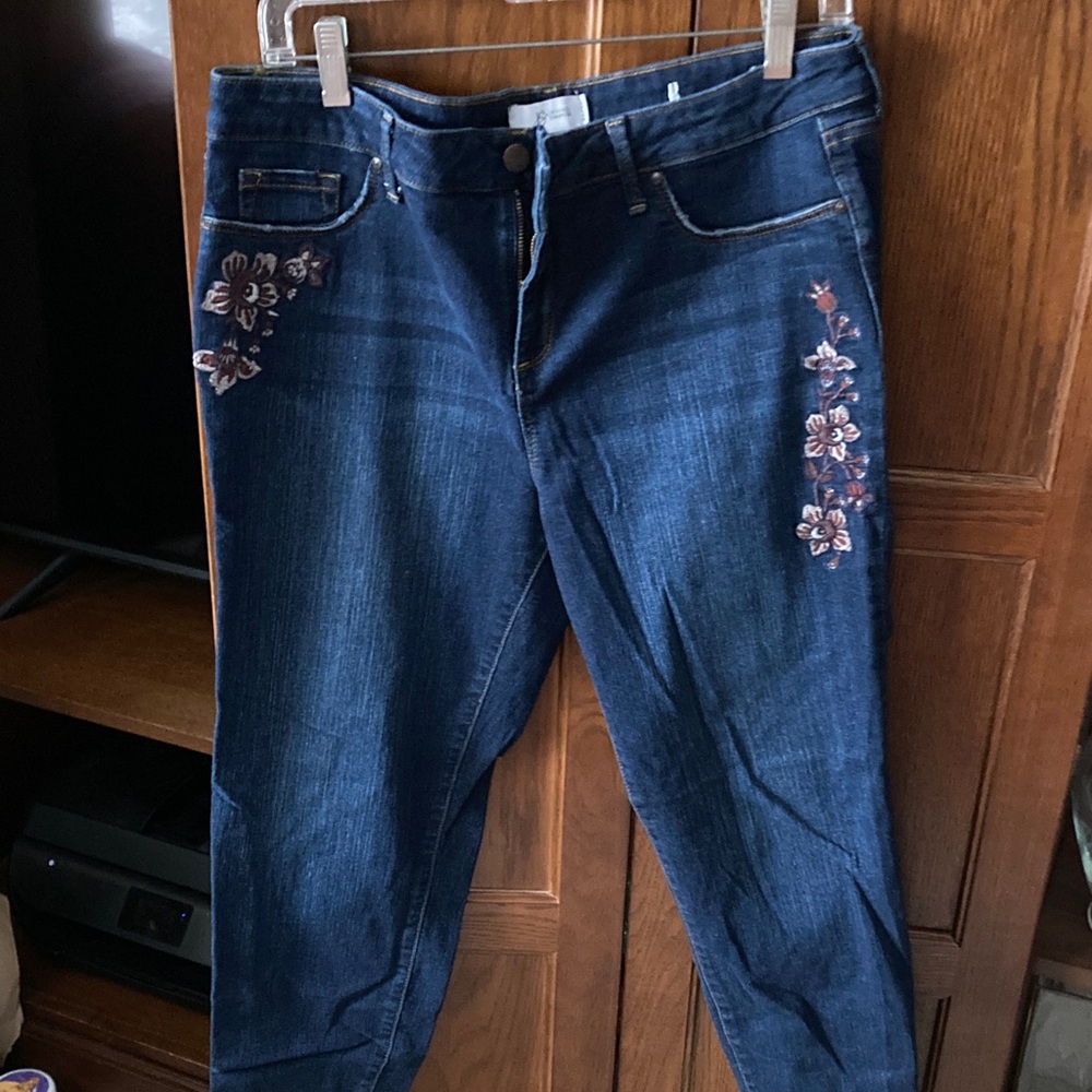 Jessica Simpson Dark Blue Floral Skinny Jeans